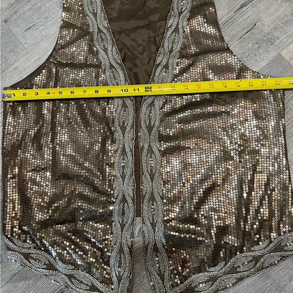 Chico’s Waistcoat Sequin Embellished Open Vest Daisy Jones Style 70’s - Picture 4 of 6